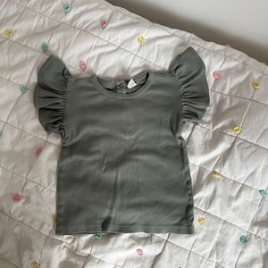 kate quinn Olive Green Ruffle Sleeve Tee